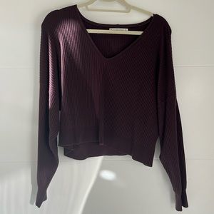 A&F aubergine sweater v neck crop